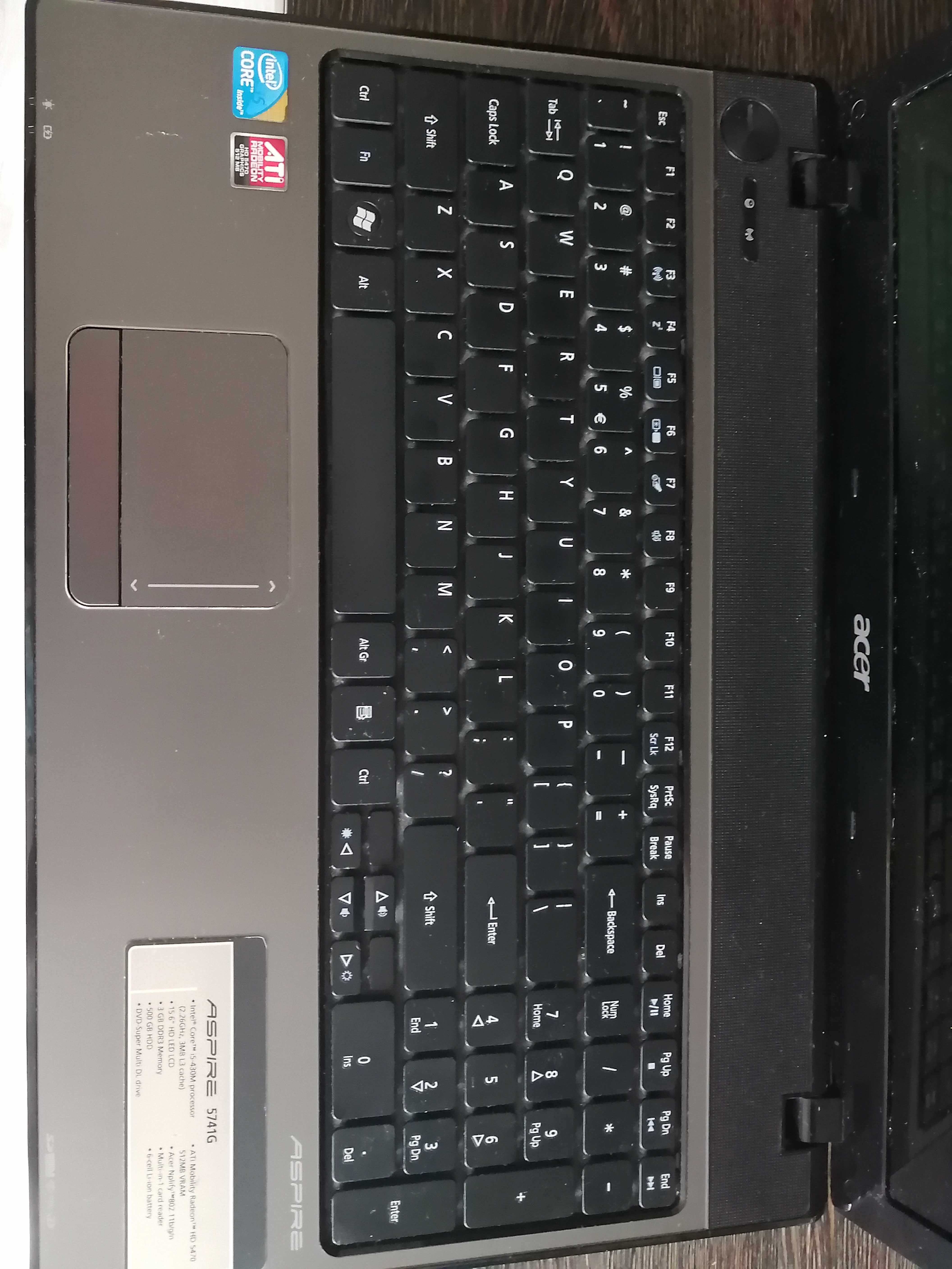 Vând Acer Aspire 5741 G, cu încărcător original,