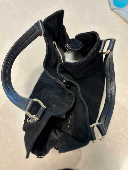 Черна велурена чанта Musette