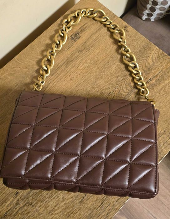 Zara кафява страхотна дамска чанта