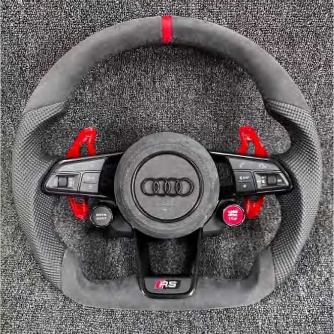 Audi RS спортен волан – 2019–2024 черен алкантара + карбон