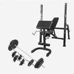 Set banca scott inclitat / declinat + greutati ciment 100kg