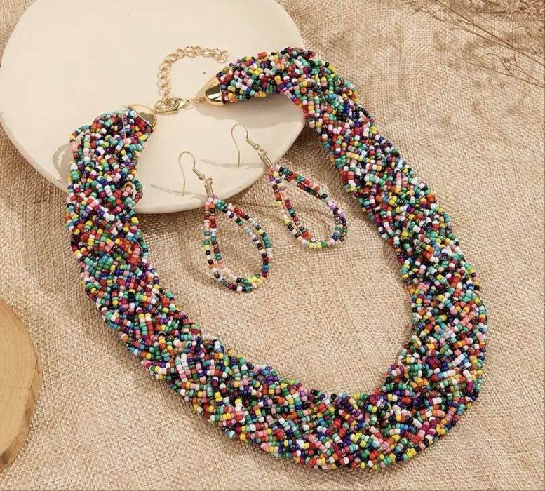 Набор серьги и ожерелье с 14 каратным золотым покрытием