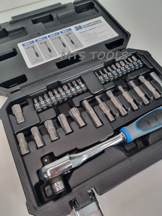 Trusa 34 piese biti clichet cu prindere dubla 1/4 biti si 3/8