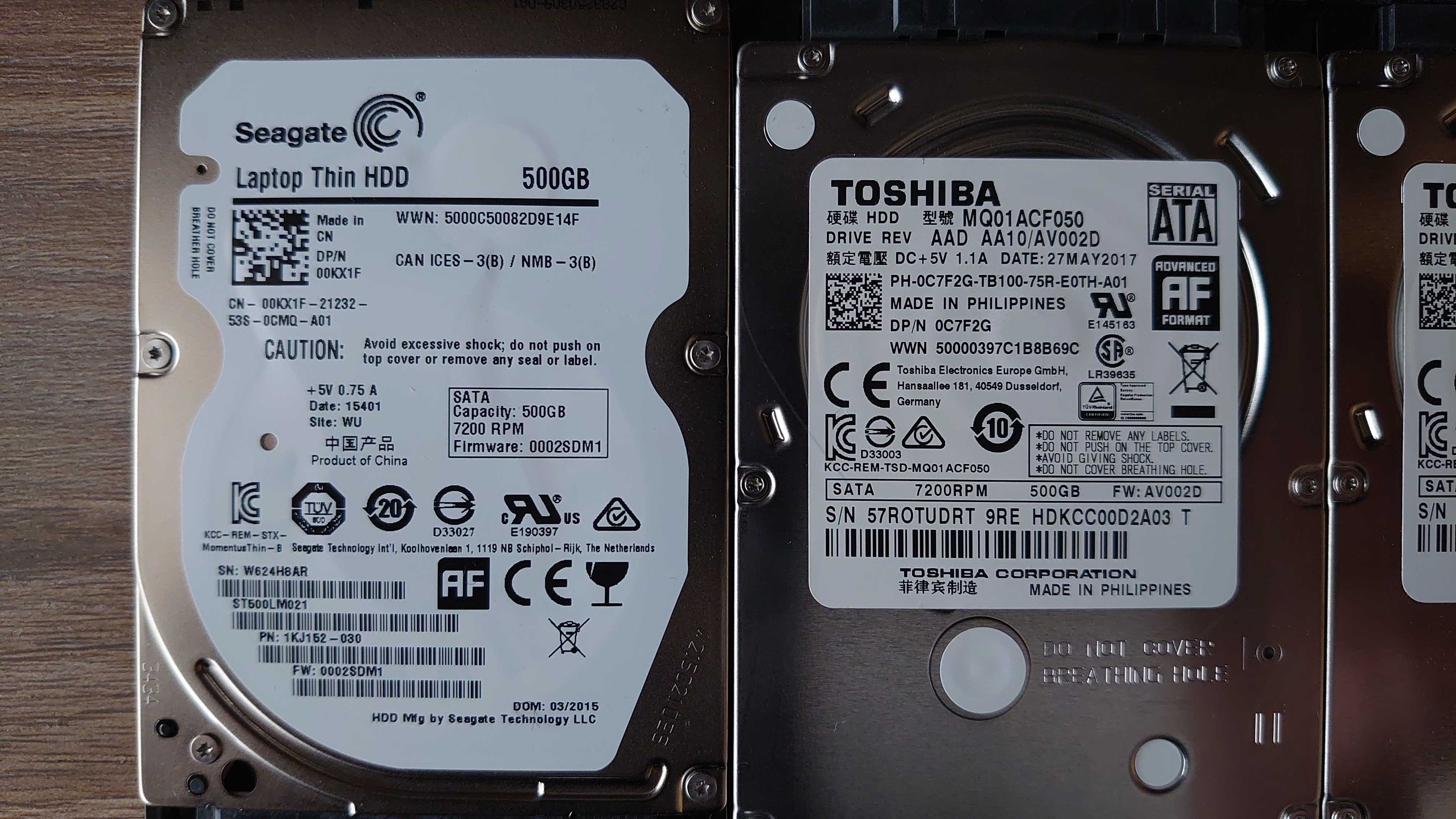 HDD Твърди дискове 7mm 2.5" TOSHIBA SEAGATE 500GB SATA3 7200rpm