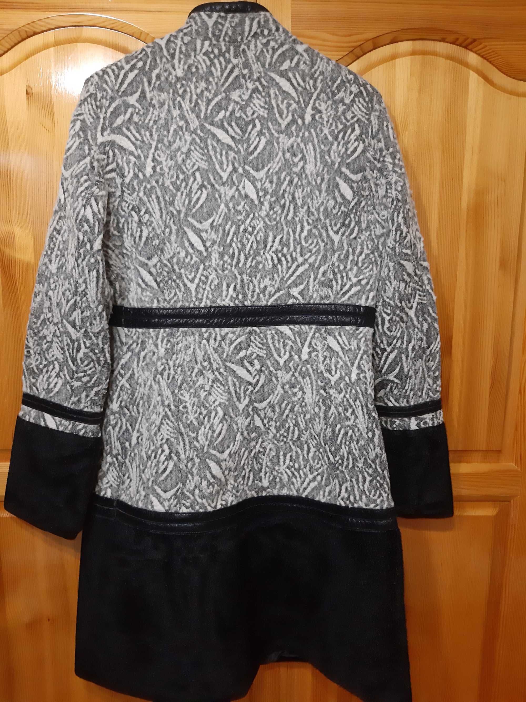 Разкошно Палто JUNONA Fashion с Декорации Кожа ! ХЛ!