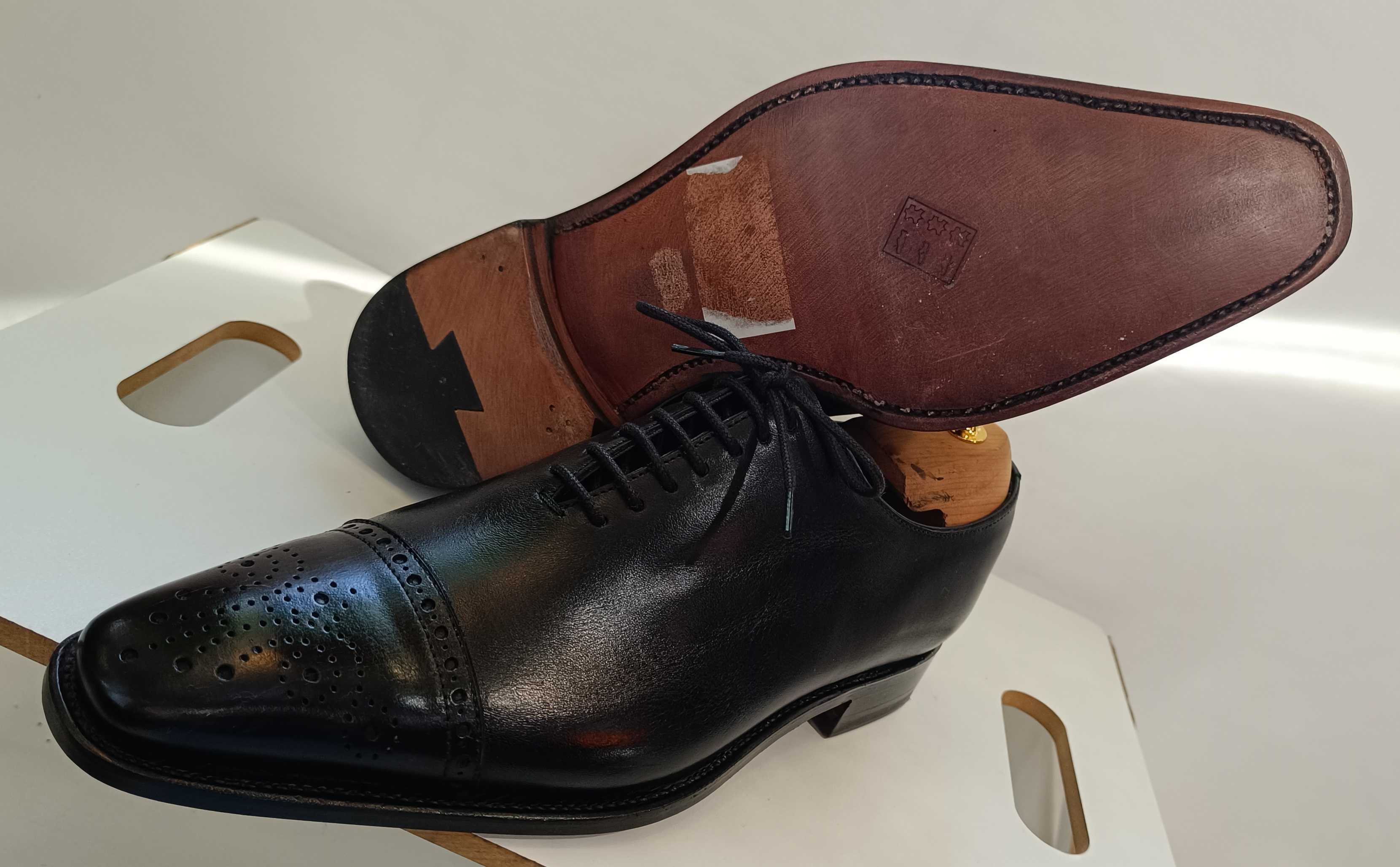Pantofi oxford de lux 41 41.5 42 lucrati manual GREVE NOI piele natura