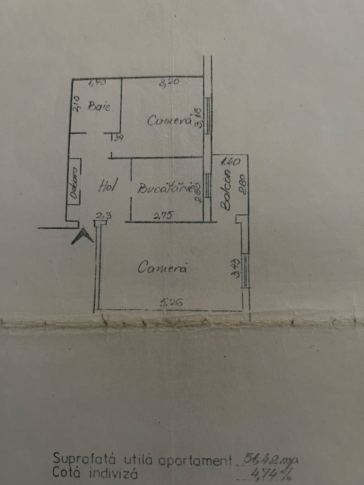 Apartament 2 camere, decomandat,  52mp, capat CUG, Aleea Tudor Neculai