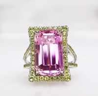 Inel PINK Kunzite- 11.15 ct. Aur alb-14ct.