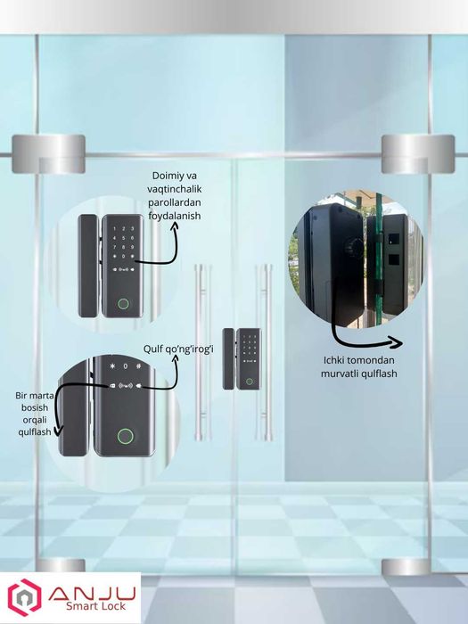 Aqlli elektron eshik qulfi. Model: Anju Smart Lock, B-119