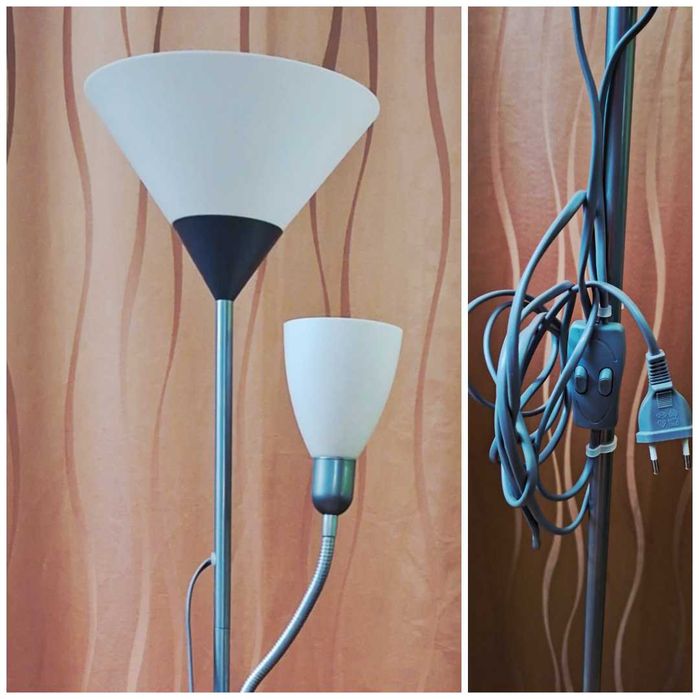 Lampadar, 1 x E27 + 1 x E14, 179 cm, alb, modern