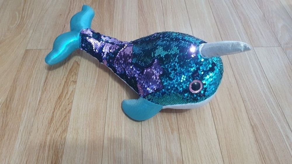 Pluș, balenă cu paiete reversibile 45 cm