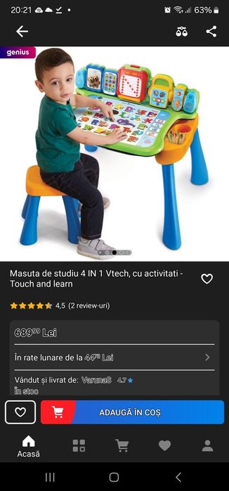 Masuta de studiu 4 IN 1 Vtech, cu activitati - Touch and learn