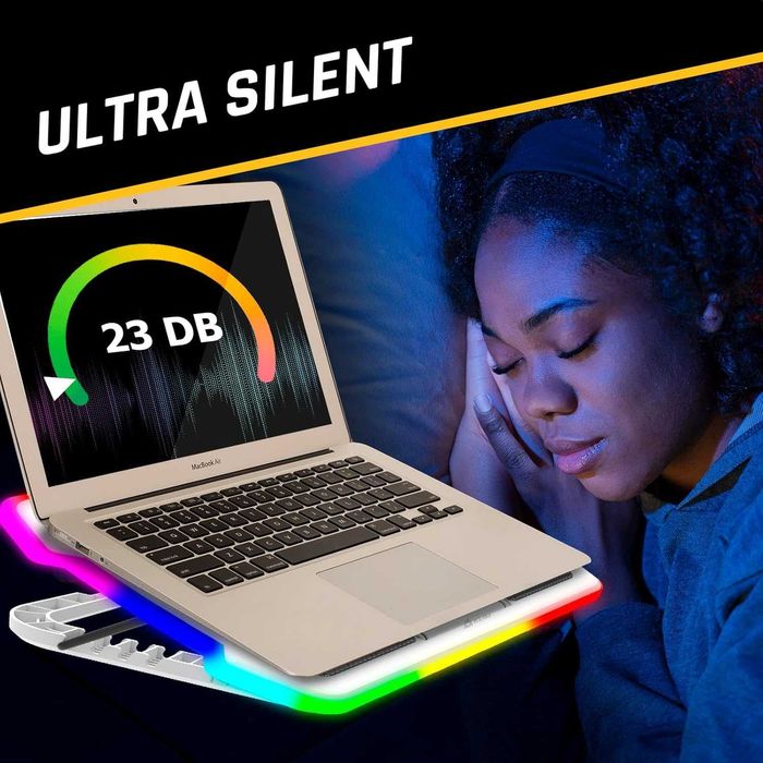 Cooler laptop Suport cu Ventilator RGB KLIM Ultimate 11-17 inch Alb