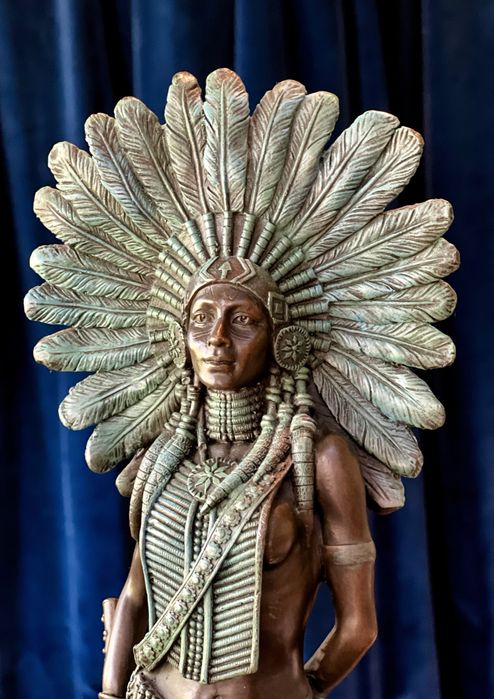 Statuetă Bronz “Indiancă” *** vintage / antic / vechi / retro ***