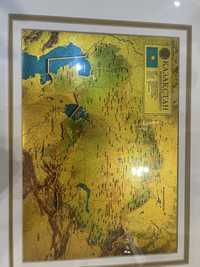 Картина карта казахстана 24 к золота содержит