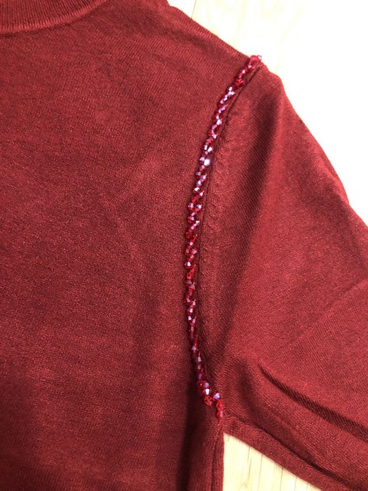 Pulover tricotat subtire rosu inchis nou