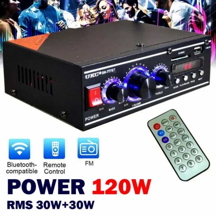 Мощен HiFi усилвател с Мp3, USB, SD, BT и FM радио с дистан. управ.