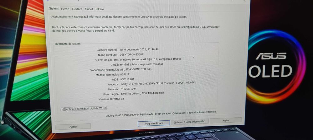 ASUS i7 cu 8 gb ram = 500 lei