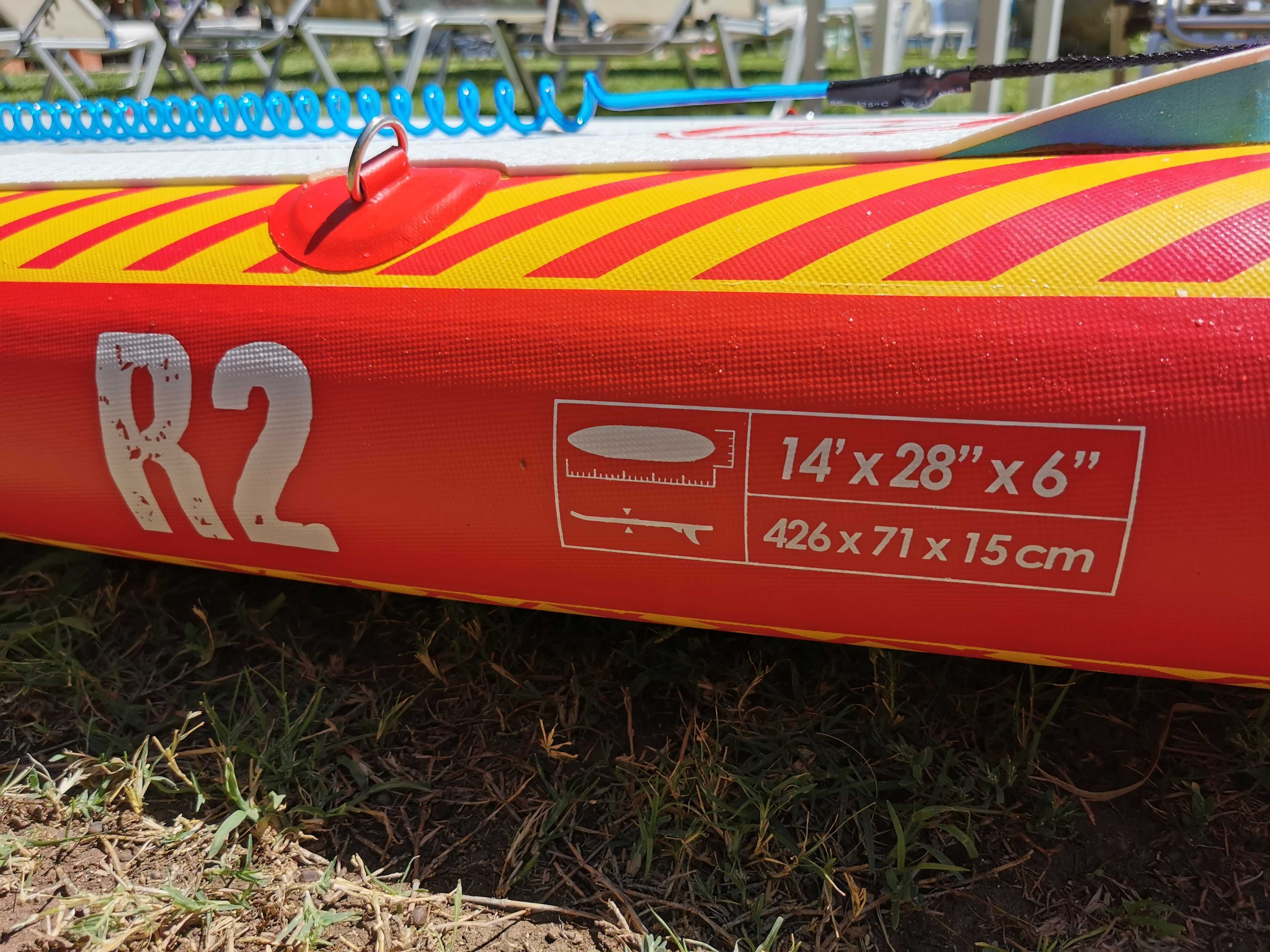 надуваем падъл борд racing SUP Z Ray R2 14' x 28' x 6'