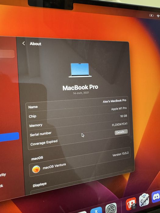 Macbook Pro 14 M1 Pro 2021 16GB RAM 1TB