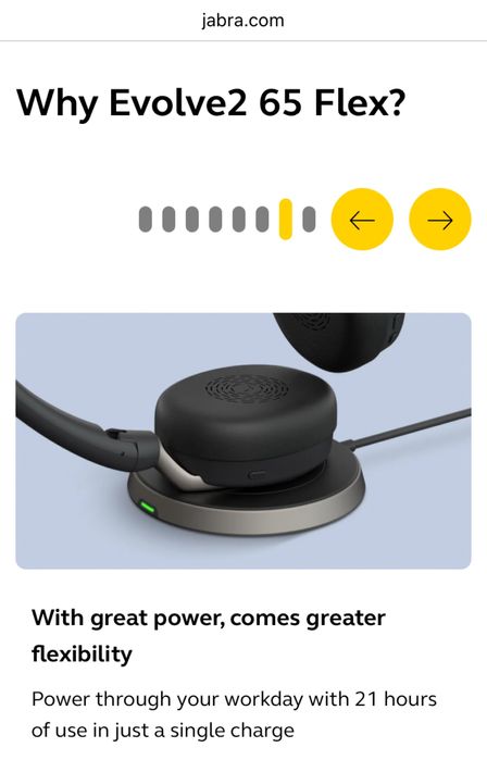 Casti stereo cu microfon Jabra Evolve2 65 Flex Link390c WIFI USBC Qi