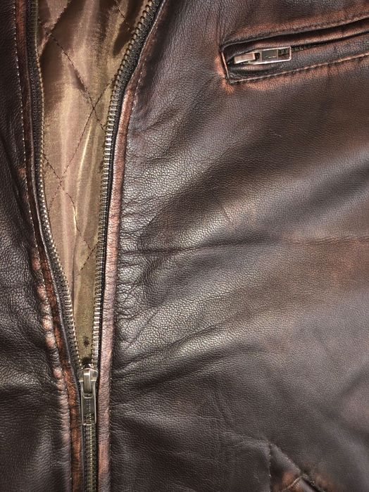 Мъжко яке тип ,, bummer”от естествена агнешка кожа в ретро стил.