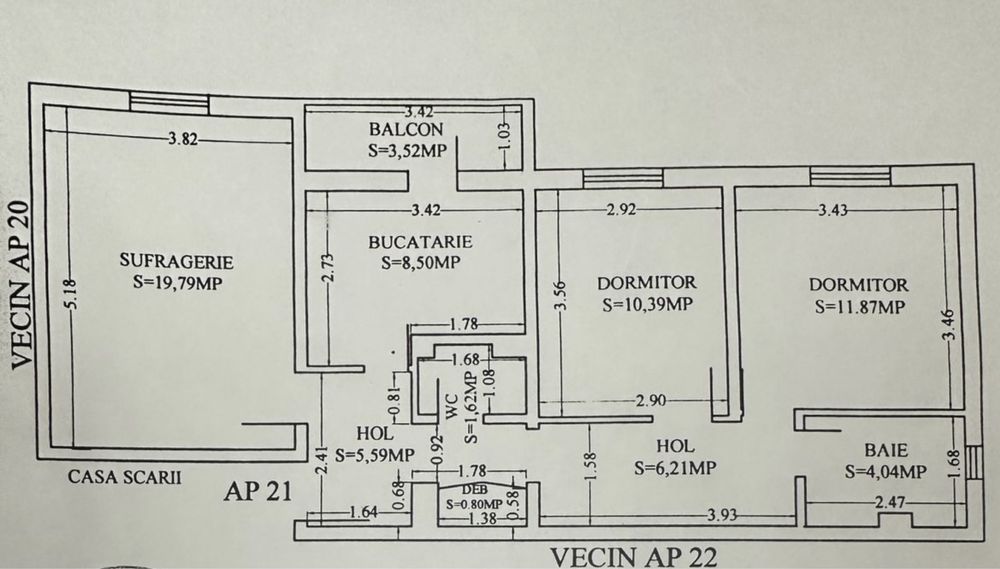 Vand apartamemt 3 camere Mangalia