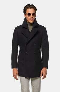 Palton slim la doua randuri 50 L premium Ben Sherman lana moale navy