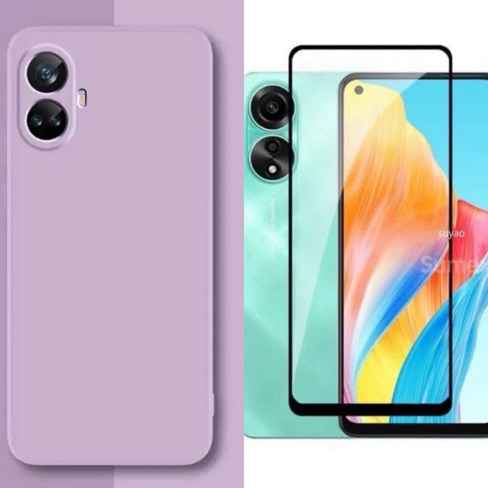 Husa Soft Inside Catifea si Folie Sticla OPPO A38/A58/A78/A98/A59/A79