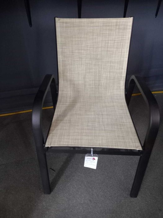 Scaun terasa aluminiu negru plasa bej 1 bucata