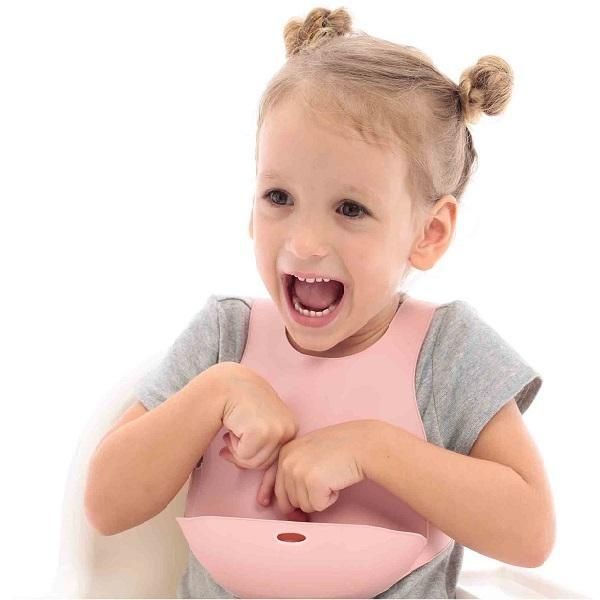 Minikoioi Силиконов лигавник с джоб Flexi Bib Pink