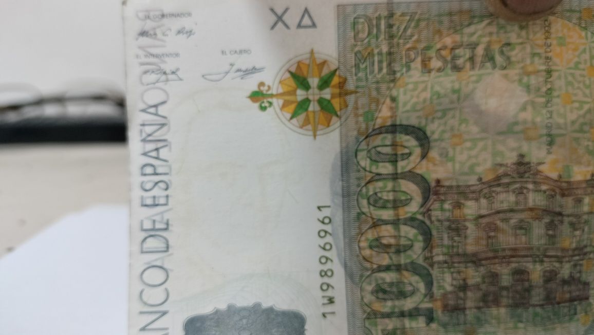 Bancnota 10000 pesetas , stare foarte bună, reproducere cu elemente de