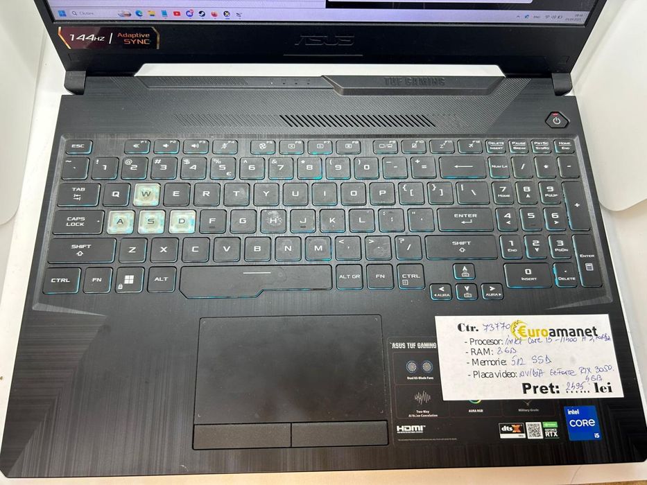 Laptop Gaming ASUS TUF i5-11400H, 144Hz, 8GB, 500GB SSD, 3050 4GB -P-