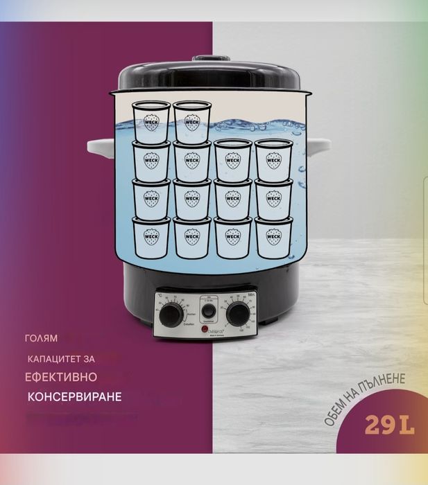 Уред за консервиране и стерилизиране Weck WAT15, 29л 2000W,термостат