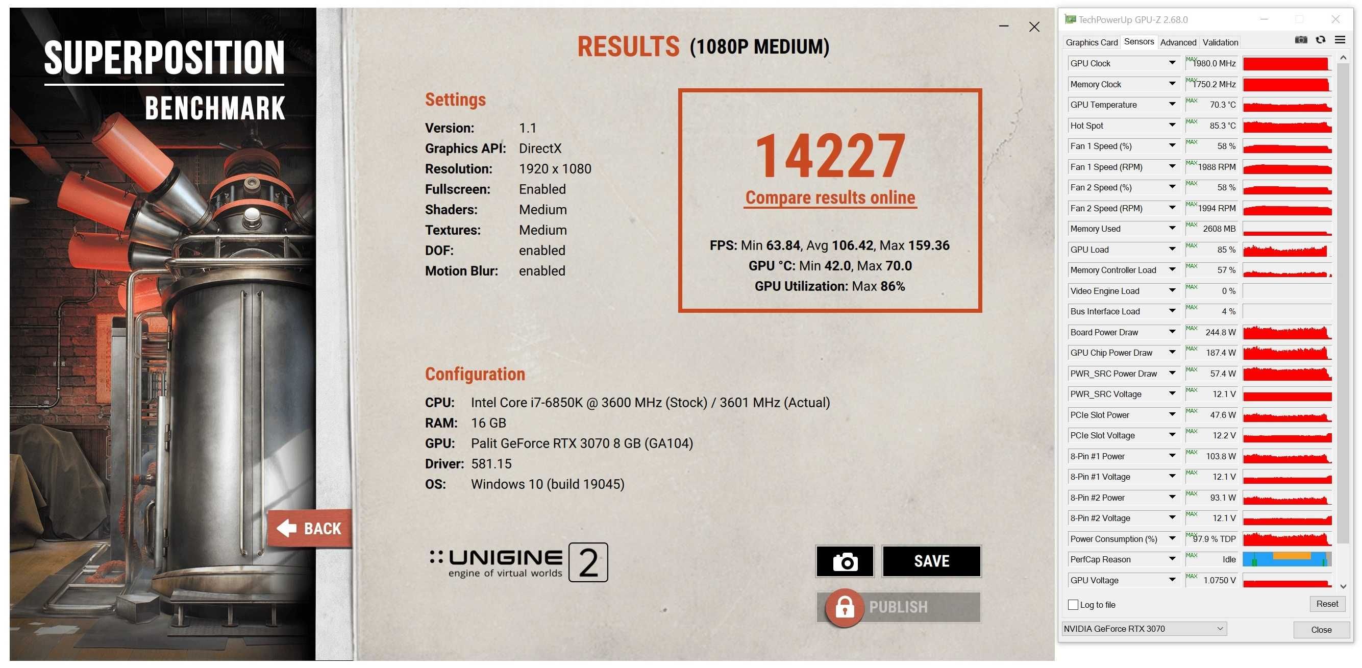 ТОП състояние Видео карта GPU Palit RTX 3070 GameRock 8GB 256bit GDDR6