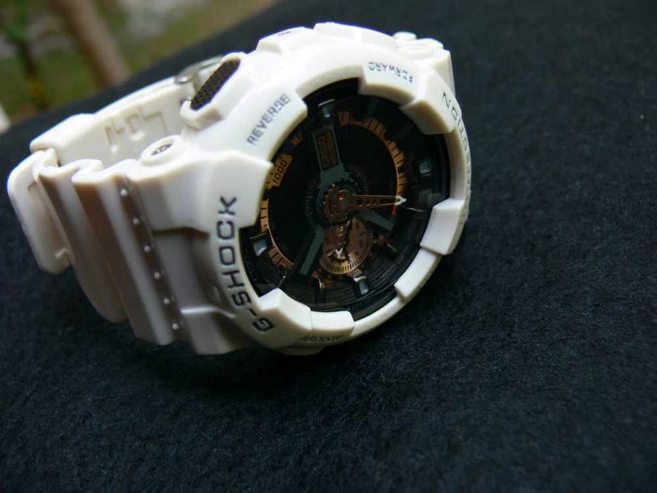 Ceas Sport CASIO G-SHOCK GA-110 WHITE&GOLD-ALB Lucios Nou !! 2025 !!