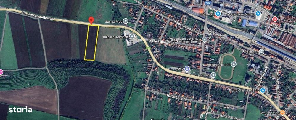 Santandrei - Hunedoara Teren Intravilan 11,800 mp- front in Dn 49 mp