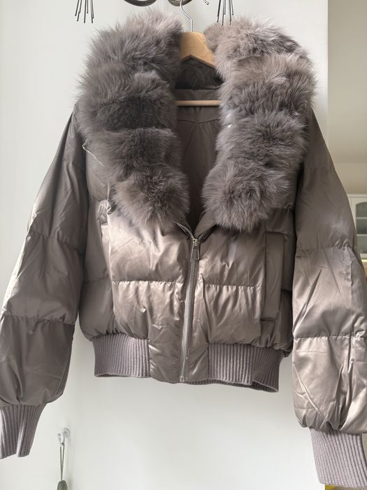 Geaca puf gasca M noua cu blanita vulpe