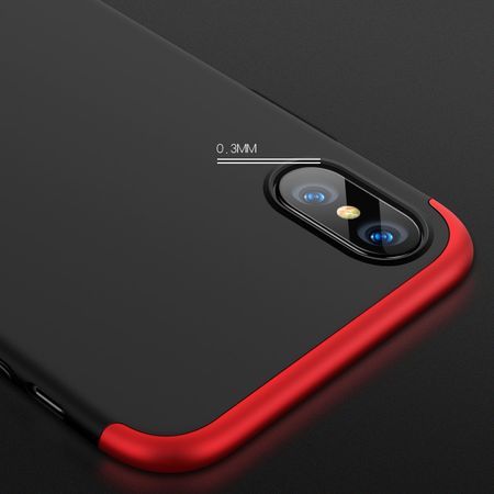 Husa iPhone X GKK 360 Full Protection, Neagra / Rosie