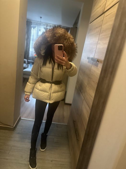 Зимно яке с пълнеж гъши пух яка от лисица намалено