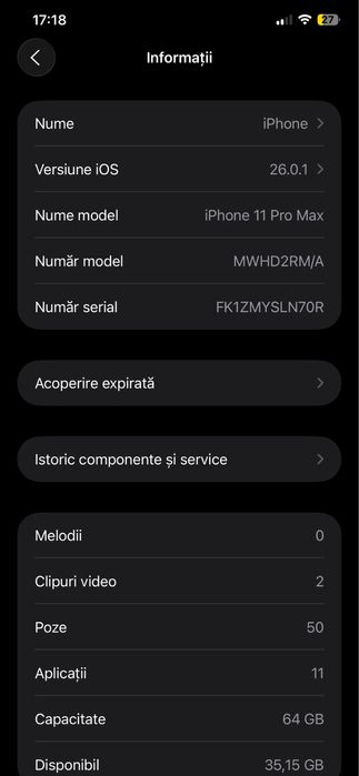 Iphone 11 pro max 64 gb impecabil vand sau schimb