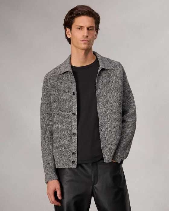 Rag & Bone, Cardigan din bumbac Dexter Marl, Gri, M