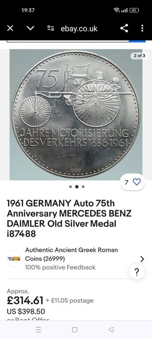 Medalie argint Mercedes Benz