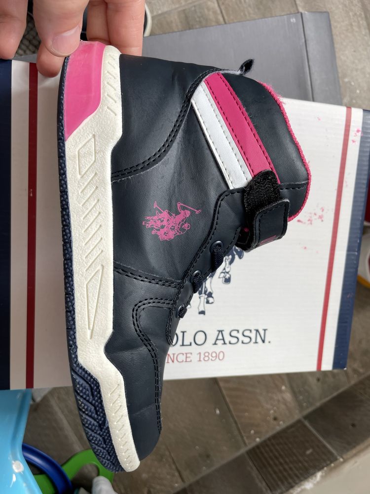 Pantofi sport inalti U.S Polo Assn fete alb, fucsia, albastru 35