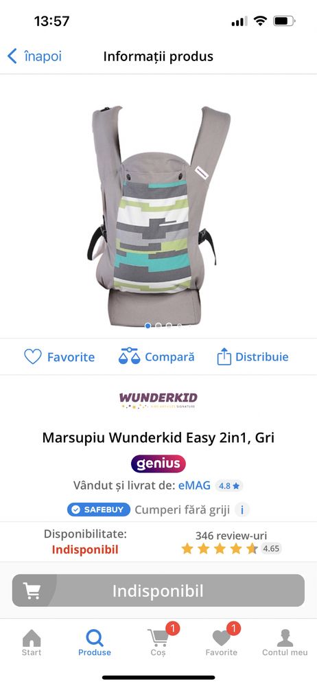 Marsupiu Wunderkid Easy 2in1