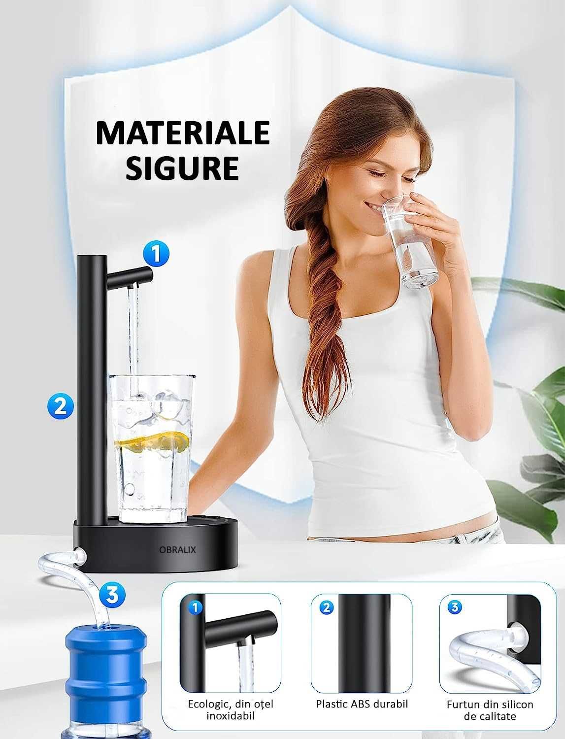 Dozator apa, pompa electrica, 7 moduri, cu acumulator, OBRALIX®