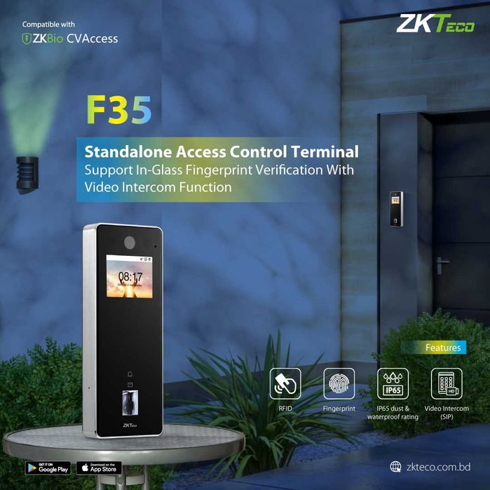 Терминал учёта рабочего времени ZKTECO F35 (фото+отпечаток+карта)