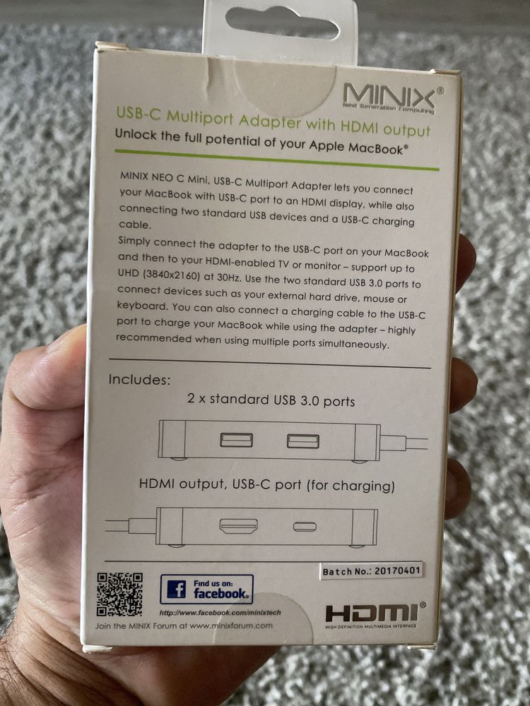 MINIX Usb-C Multiport Adapter cu HDMI output