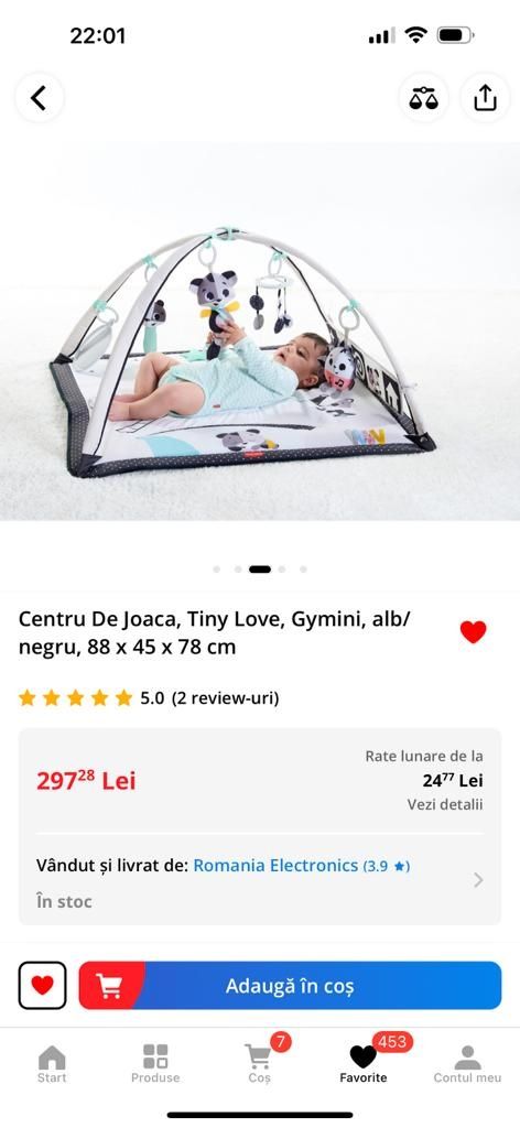 Centru de joaca/activități Tiny Love alb negru