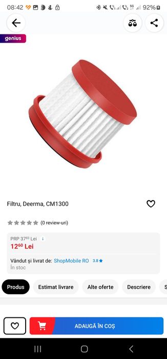 Aspirator de mana, Deerma, CM1300, 350W, Anti-acarieni, Lampa UV,